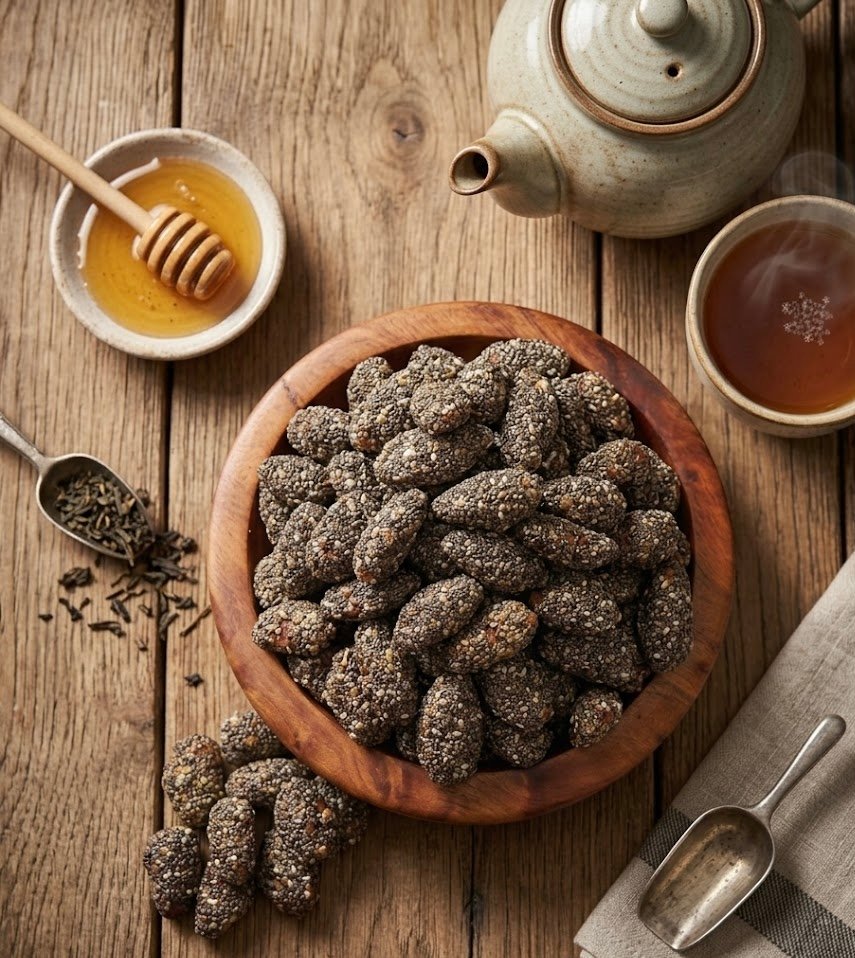 Amandes enrobées de chia- لوز مغلف بالشيا